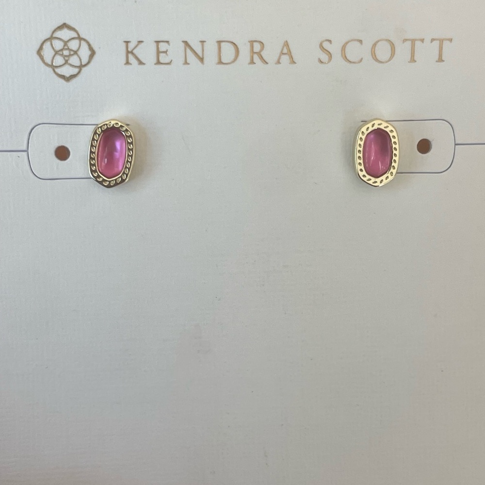 NWT- Kendra Scott Mini Ellie Stud Earrings, Gold/Pink